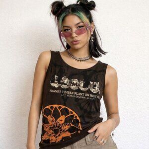 Vero Moda Women's Black and Orange Tank Top Size Medium